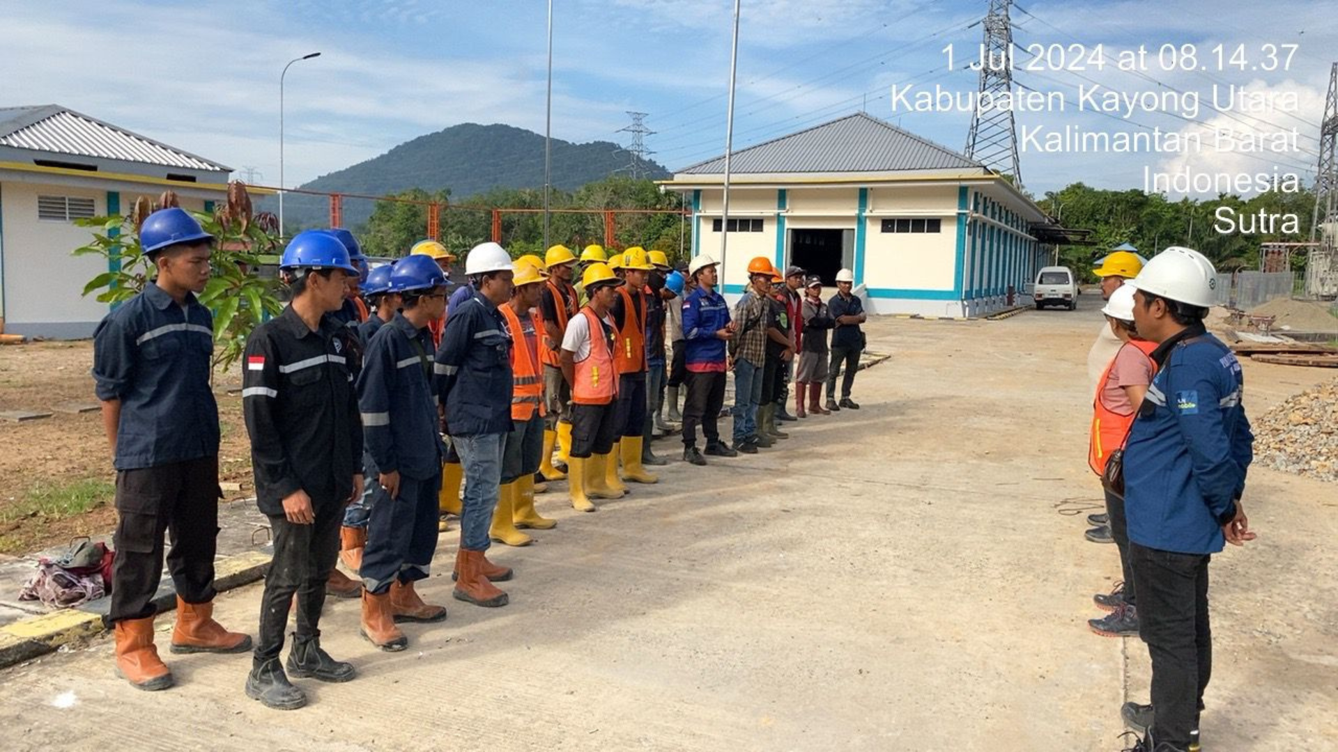 Preparation phase in a power plant project with workers preparing the site